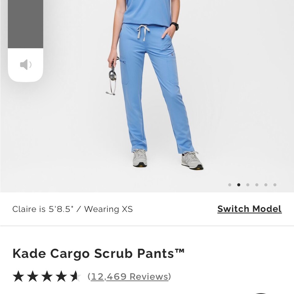 FIGS Kade Cargo Scrub Pant Size Small Petite Ceil Blue
